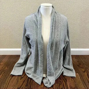 InCashmere Drape Front Open Cardigan Gray Women’s Size Large $219 100% Cashmere